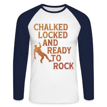 Chalked Locked And Ready To Rock Rock Climber Boul - Unisex Baseballshirt langarm - Weiß/Navy - Vorne - Nik (191cm)