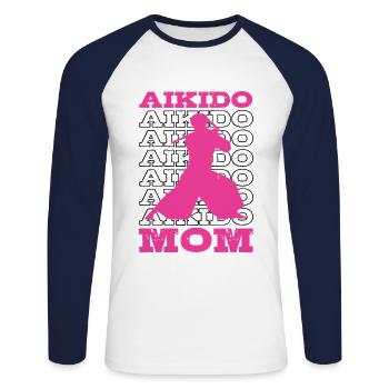 Aikido Mom Japan Taekwondo Karate Kampfsport - Unisex Baseballshirt langarm - Weiß/Navy - Vorne - Nik (191cm)