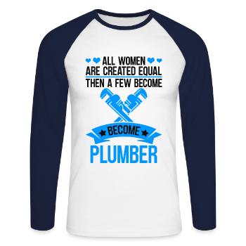 Pipe installation Pipe installer pipes - Unisex Long Sleeve Baseball T-Shirt - white/navy - Front - Nik (191cm)
