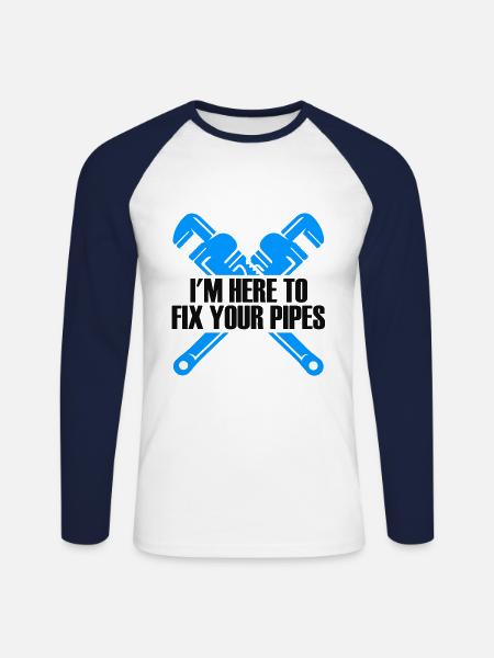 A Pipefitter Pipefitter Pipefitting - Unisex Long Sleeve Baseball T-Shirt - white/navy