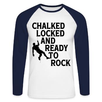 Chalked Locked And Ready To Rock Rock Climber Boul - Unisex Baseballshirt langarm - Weiß/Navy - Vorne - Nik (191cm)
