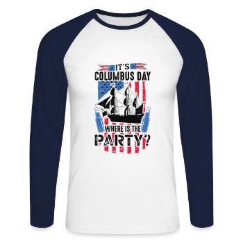 Es Ist Columbus Day 1942 Amerikanisches - Unisex Baseballshirt langarm - Weiß/Navy - Vorne - Nik (191cm)