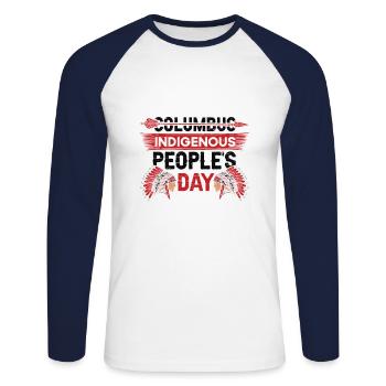 Native Americans Native Americans Anti - Unisex Long Sleeve Baseball T-Shirt - white/navy - Front - Nik (191cm)