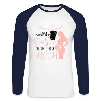Ich Bin Eine Doula Hebamme - Unisex Baseballshirt langarm - Weiß/Navy - Vorne - Nik (191cm)