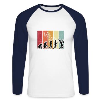 Human Evolution Saxophon-jazz-musiker - Unisex Baseballshirt langarm - Weiß/Navy - Vorne - Nik (191cm)