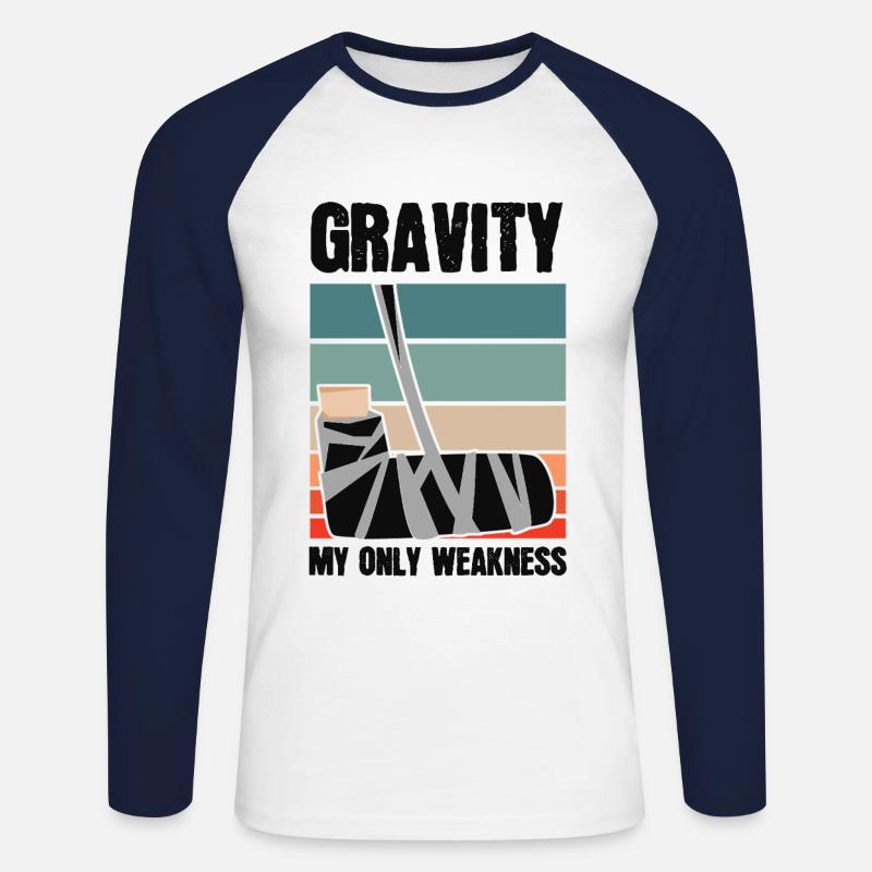 Gravity My Only Weakness Bones - Unisex Long Sleeve Baseball T-Shirt - white/navy