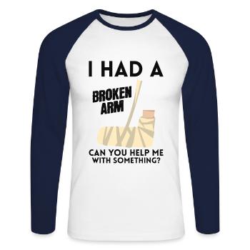 Blessure au poignet de la main du coude osseux i - T-shirt baseball manches longues Homme - blanc/marine - Devant - Nik (191cm)