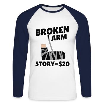 Broken Arm History Bone Elbow - Unisex Long Sleeve Baseball T-Shirt - white/navy - Front - Nik (191cm)