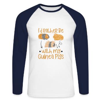 Mieux vaut être avec mes cochons d’Inde - chérie - T-shirt baseball manches longues Homme - blanc/marine - Devant - Nik (191cm)