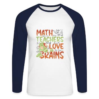 Math teachers love brains - Halloween costume - Unisex Long Sleeve Baseball T-Shirt - white/navy - Front - Nik (191cm)