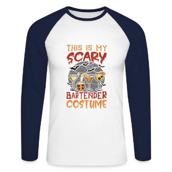 Mon costume de barman effrayant pour - T-shirt baseball manches longues Homme - blanc/marine - Devant - Nik (191cm)