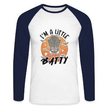 Gruselig Gruselige Hexe Fledermaus Halloween - Unisex Baseballshirt langarm - Weiß/Navy - Vorne - Nik (191cm)