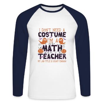 Math teachers love brains - Halloween costume - Unisex Long Sleeve Baseball T-Shirt - white/navy - Front - Nik (191cm)