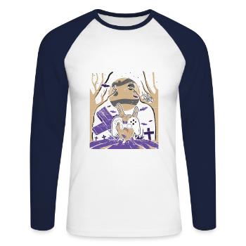 Gamer Hands Halloween Gaming Video Game Player - Unisex Long Sleeve Baseball T-Shirt - white/navy - Front - Nik (191cm)