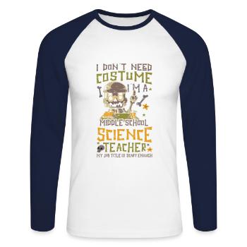Lehrer Für Naturwissenschaften Der Mittelschule - - Unisex Baseballshirt langarm - Weiß/Navy - Vorne - Nik (191cm)