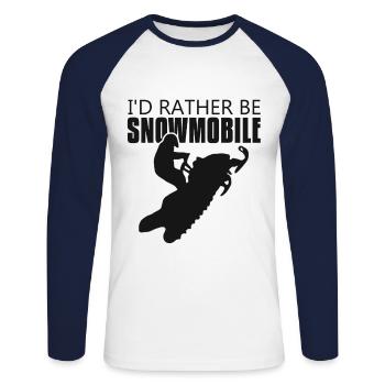I would rather - Unisex Long Sleeve Baseball T-Shirt - white/navy - Front - Nik (191cm)