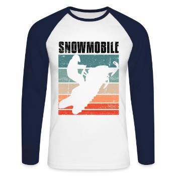 Vintage Motorschlitten Motorschlitten - Unisex Baseballshirt langarm - Weiß/Navy - Vorne - Nik (191cm)