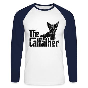 Meilleur père Sphynx de tous les temps - T-shirt baseball manches longues Homme - blanc/marine - Devant - Nik (191cm)