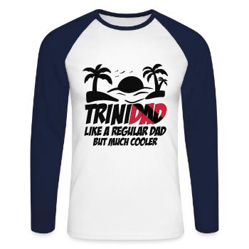 Trinité-et-Tobago Trinité-et-Tobago Trinité-drapeau Trinité - T-shirt baseball manches longues Homme - blanc/marine - Devant - Nik (191cm)