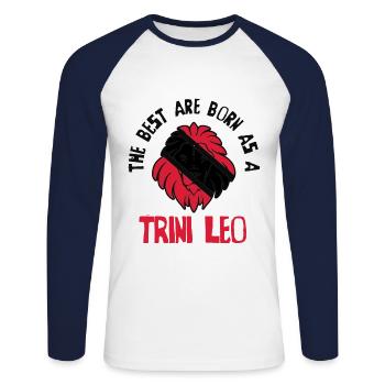 Pays du drapeau Trini Leo Tobago Trinidad Trinidad - T-shirt baseball manches longues Homme - blanc/marine - Devant - Nik (191cm)