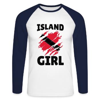 Island Trini Girls Tobago Trinidad Trinidad - T-shirt baseball manches longues Homme - blanc/marine - Devant - Nik (191cm)