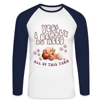 Artisanat avec de la laine pour le tricot et le crochet - T-shirt baseball manches longues Homme - blanc/marine - Devant - Nik (191cm)