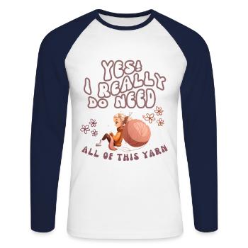 Girl with wool for knitting and crochet - Unisex Long Sleeve Baseball T-Shirt - white/navy - Front - Nik (191cm)