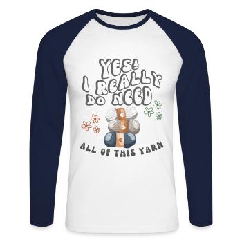 Pelotes de laine pour le tricot et l’artisanat au crochet - T-shirt baseball manches longues Homme - blanc/marine - Devant - Nik (191cm)