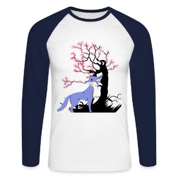 Fox Fantasy Forest Animal Fairy Tale Character Child - Unisex Long Sleeve Baseball T-Shirt - white/navy - Front - Nik (191cm)
