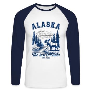 Alaska the Last Frontier - Unisex Long Sleeve Baseball T-Shirt - white/navy - Front - Nik (191cm)