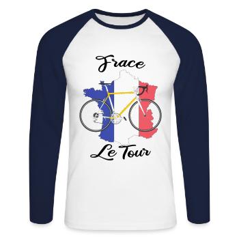 Le Tour road bike Frace France cyclist - Unisex Long Sleeve Baseball T-Shirt - white/navy - Front - Nik (191cm)