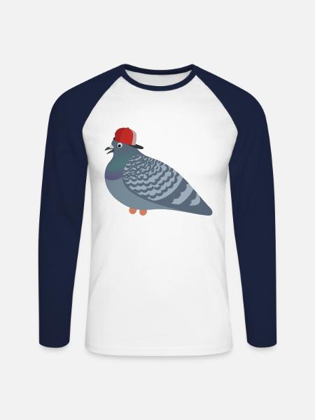 Cool Pigeon Friend - Unisex Baseballshirt langarm - Weiß/Navy