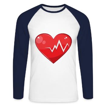 Rythme cardiaque - T-shirt baseball manches longues Homme - blanc/marine - Devant - Nik (191cm)