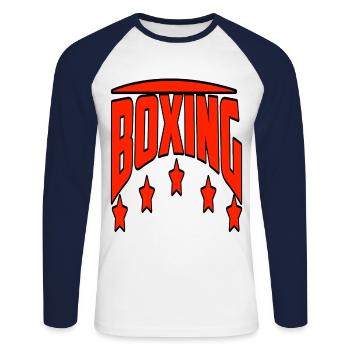 boxing - Unisex Long Sleeve Baseball T-Shirt - white/navy - Front - Nik (191cm)