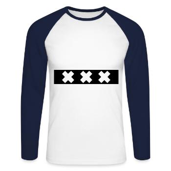 Amsterdam XXX - Unisex Long Sleeve Baseball T-Shirt - white/navy - Front - Nik (191cm)