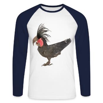 Der Palmenkakadu - Unisex Baseballshirt langarm - Weiß/Navy - Vorne - Nik (191cm)