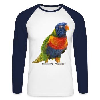 Regenbogen lori - Unisex Baseballshirt langarm - Weiß/Navy - Vorne - Nik (191cm)