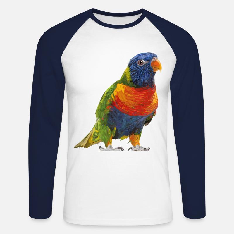 Regenbogen lori - Unisex Baseballshirt langarm - Weiß/Navy