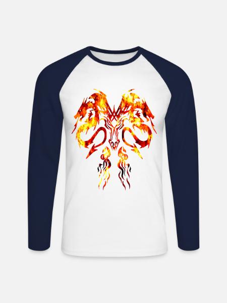 Dragons and Fire - T-shirt baseball manches longues Homme - blanc/marine