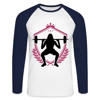 fitness girl silhouette - Unisex Long Sleeve Baseball T-Shirt - white/navy - Front - Nik (191cm)