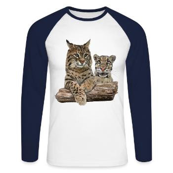 Lynx et léopard nuageux - T-shirt baseball manches longues Homme - blanc/marine - Devant - Nik (191cm)