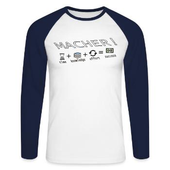 Macher- Tun es einfach ! - Unisex Baseballshirt langarm - Weiß/Navy - Vorne - Nik (191cm)
