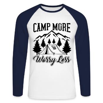 Camping Wohnmobil Van Vintage im Wohnwagen Caravan - Unisex Baseballshirt langarm - Weiß/Navy - Vorne - Nik (191cm)
