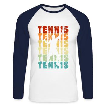 Tennis - Tennis player -Vintage - Tennis fan - Unisex Long Sleeve Baseball T-Shirt - white/navy - Front - Nik (191cm)