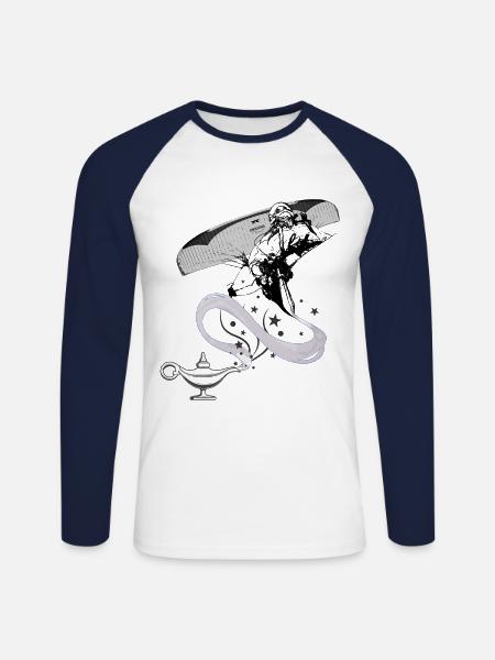 Magic lamp paragliding flight - Unisex Long Sleeve Baseball T-Shirt - white/navy