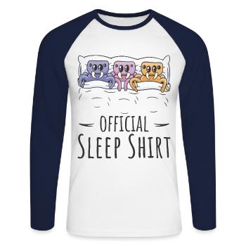 Chemise de sommeil officielle Ant pour les fans de fourmis - T-shirt baseball manches longues Homme - blanc/marine - Devant - Nik (191cm)