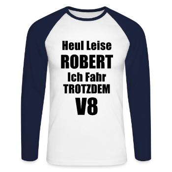 V8 Muscle-Car - Unisex Baseballshirt langarm - Weiß/Navy - Vorne - Nik (191cm)