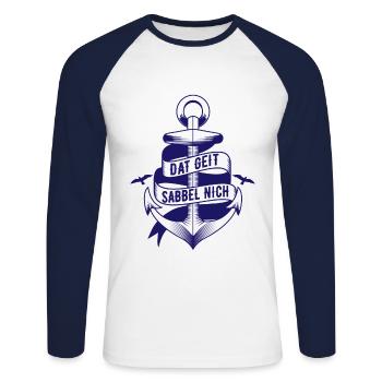 Sabbel Nicht Dat Geit Moin Spacken Anker Shirt - Unisex Baseballshirt langarm - Weiß/Navy - Vorne - Nik (191cm)