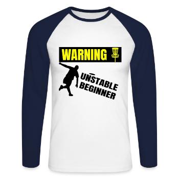 DiscGolf Golfer Disk Golfing Beginner Sportler - Unisex Baseballshirt langarm - Weiß/Navy - Vorne - Nik (191cm)
