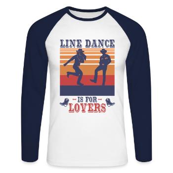 Vintage Retro Linedancing Line Dance Club Shirt - Unisex Baseballshirt langarm - Weiß/Navy - Vorne - Nik (191cm)